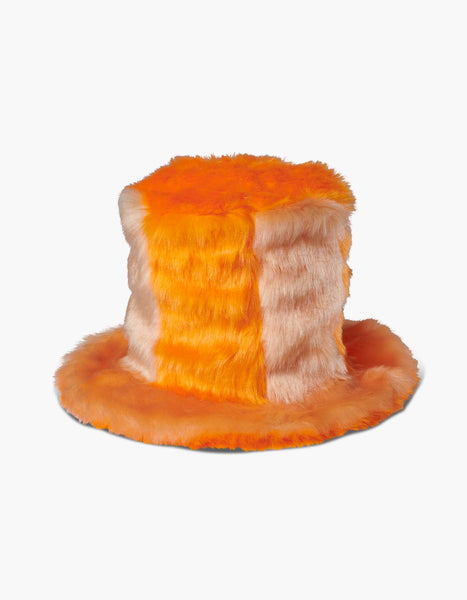 Striped Mid-Top Fur Hat