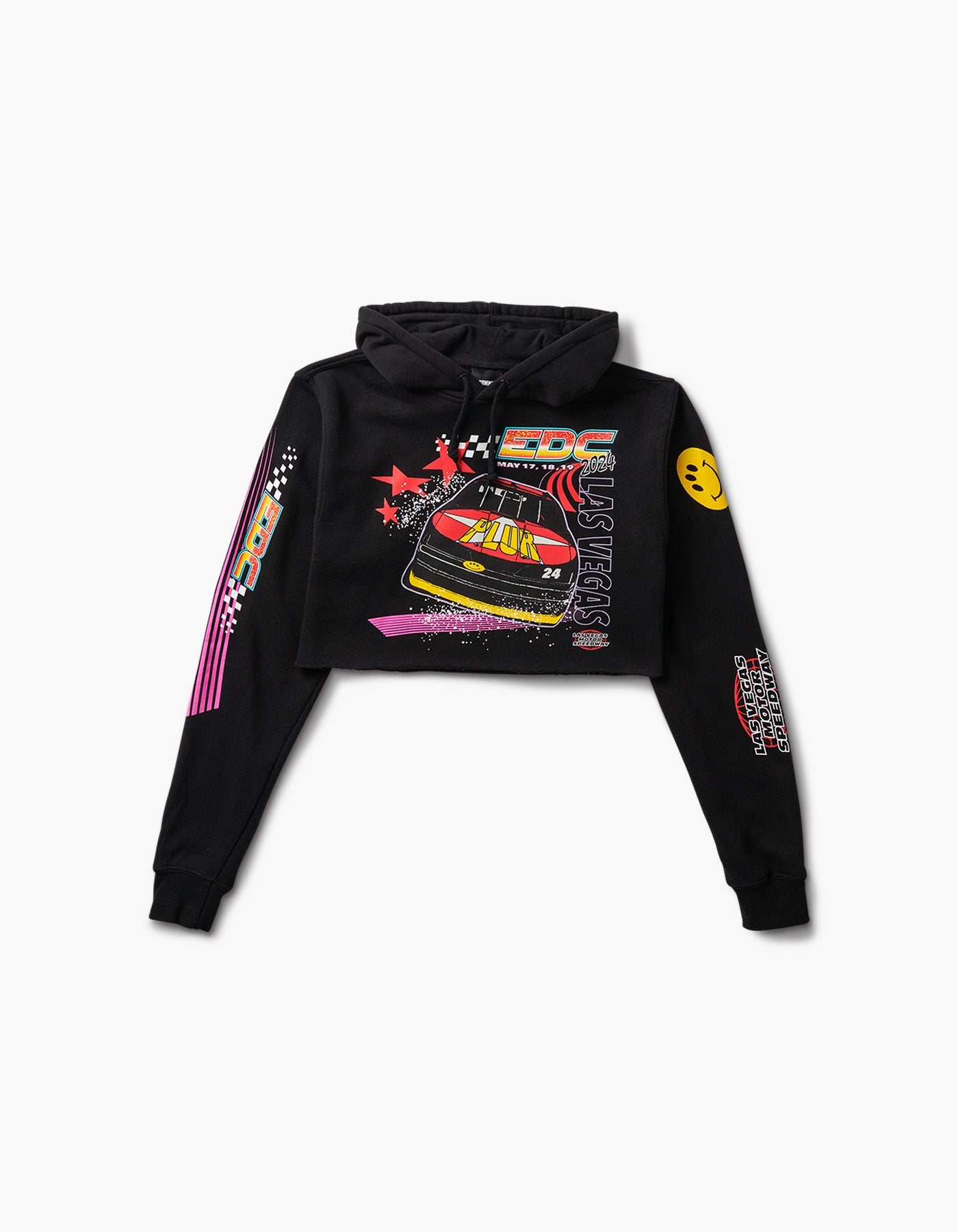 EDC Plur Race Lineup Crop Hoodie