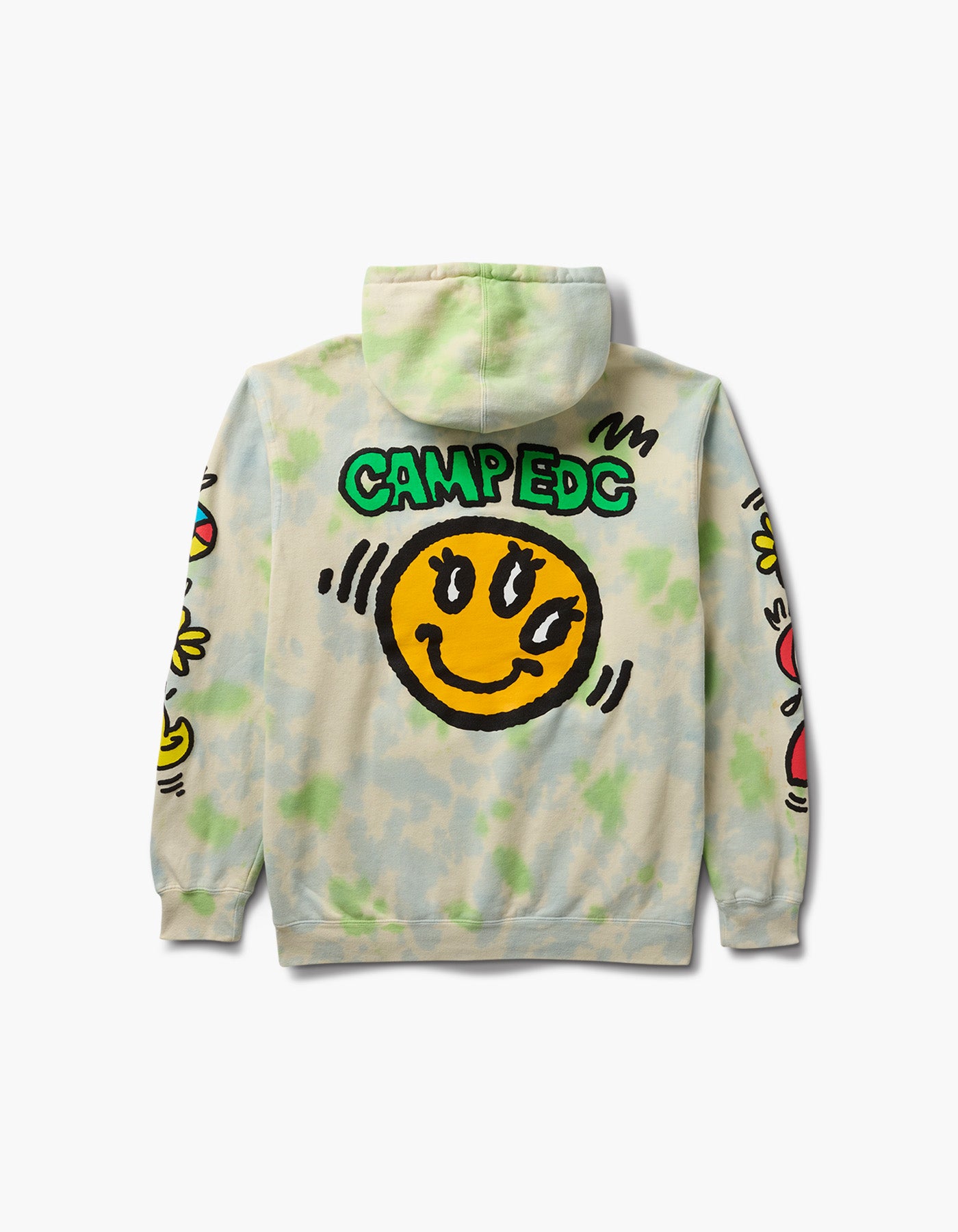 EDC Insomniac good Pullover Hoodie Acid wash SPOOKY FACES